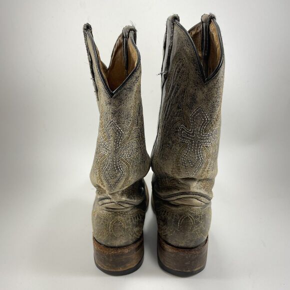 Corral Teens Wing & Cross Brown Distressed Square Toe Boots Big Girls Youth 4 - Picture 6 of 13